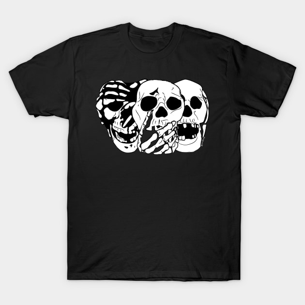 3 Skulls T-Shirt by BeckyDoyon